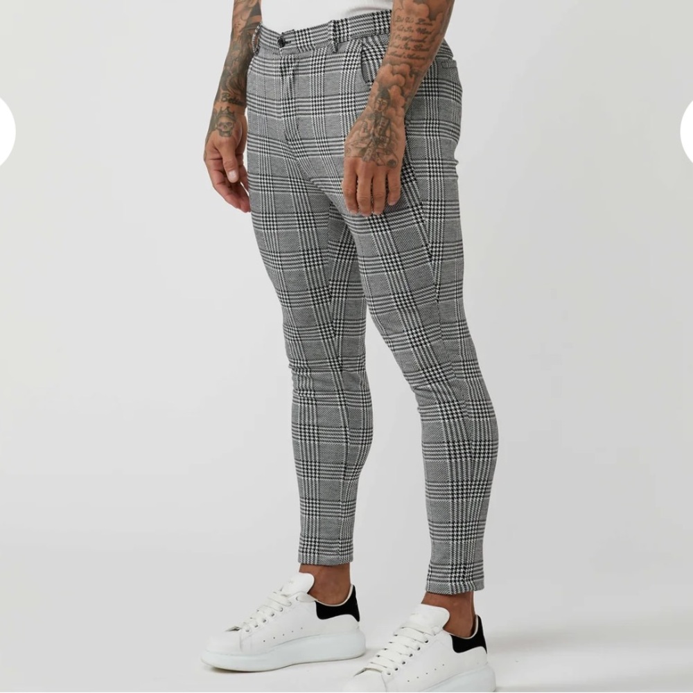 LEGEND LONDON Men’s Grey Smart Stretch Check Trouser With Fly Front Size 34 NEW - Picture 2 of 13